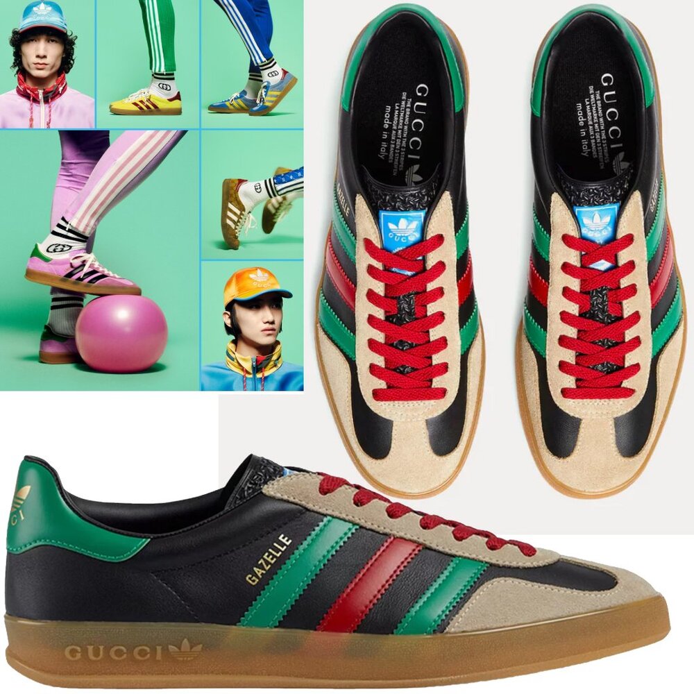 GUCCI SNEAKERS MENS ADIDAS X GAZELLE LEATHER SUEDE SHOES sz 10G 10.5 US